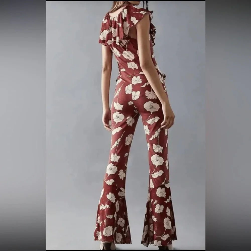 NWOT Free People Austyn Ruffle Floral One-Piece Jumpsuit Coastal Cowgirl Z549 - Picture 2 of 4